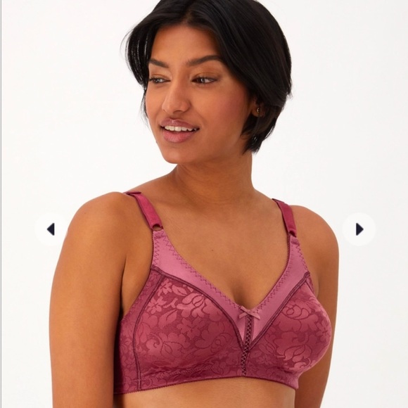 Bali Double Support Lace Wireless Bra Size 40B Lacy Purple‎ Maroon - Picture 2 of 8
